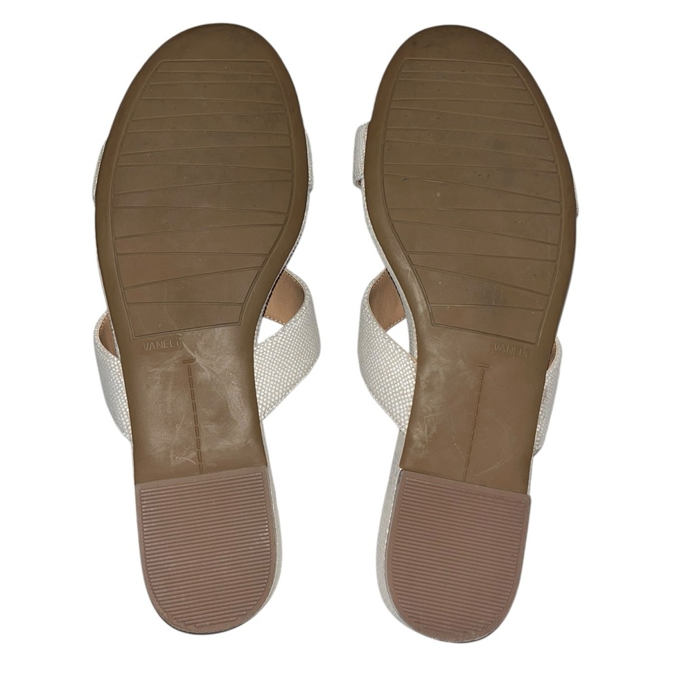 VAN ELi Tallis Cream Light Tan Snakeskin Embossed Leather Slide Sandals Size 9 N - Picture 6 of 7